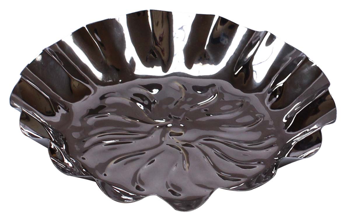 Bulk Wholesale Decorative Tray in Metal - Designed in Curvy Lines on the Base & Wavy Sides - Stylish Centerpieces for Dining Tables