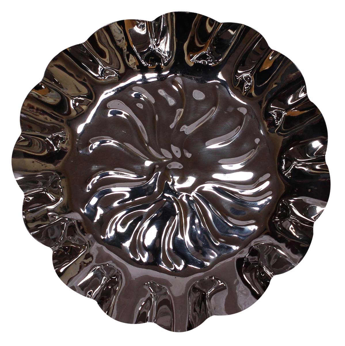 Bulk Wholesale Decorative Tray in Metal - Designed in Curvy Lines on the Base & Wavy Sides - Stylish Centerpieces for Dining Tables