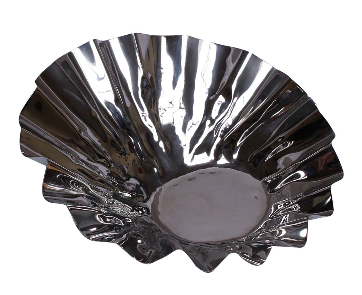 Bulk Wholesale Silver Color Bowl in Steel - Designed in a Unique Shape with Wavy Sides - Handmade Stylish Kitchen Essentials/Accessories