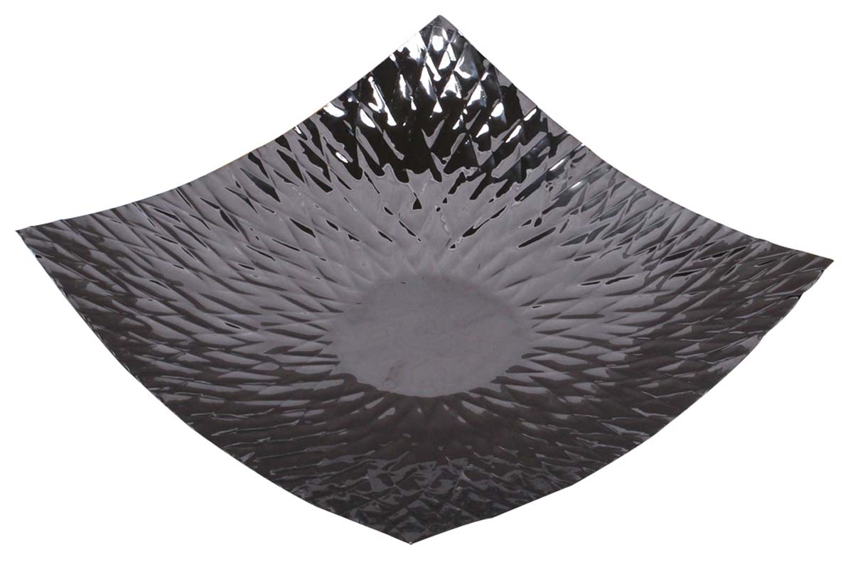 Bulk Wholesale Fruit Tray/Plate with Diamond Shaped Patterns 16” Square-Shaped - Handmade in Metal with Silver Color Finish - Stylish Platters/Kitchen Accessories