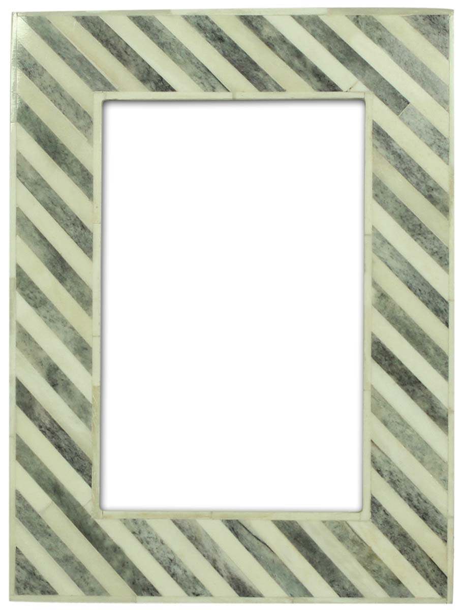 Bulk Buy 4x6 Inches Picture Frame in Pastel White and Grey Color - Wholesale Handmade Distressed-Look Photo Frame in MDF & Bone Inlay - Home Decor Picture Frames from India