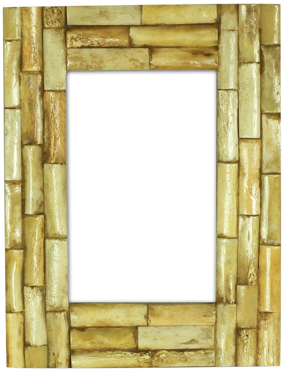 Bulk Buy 4x6 Inches Picture Frame - Wholesale Handmade Distressed-Look Neutral Pallet Photo Frame in MDF (Compressed-Wood) & Bone Inlay - Home Decor Creative Picture Holders/Photo Frames from India