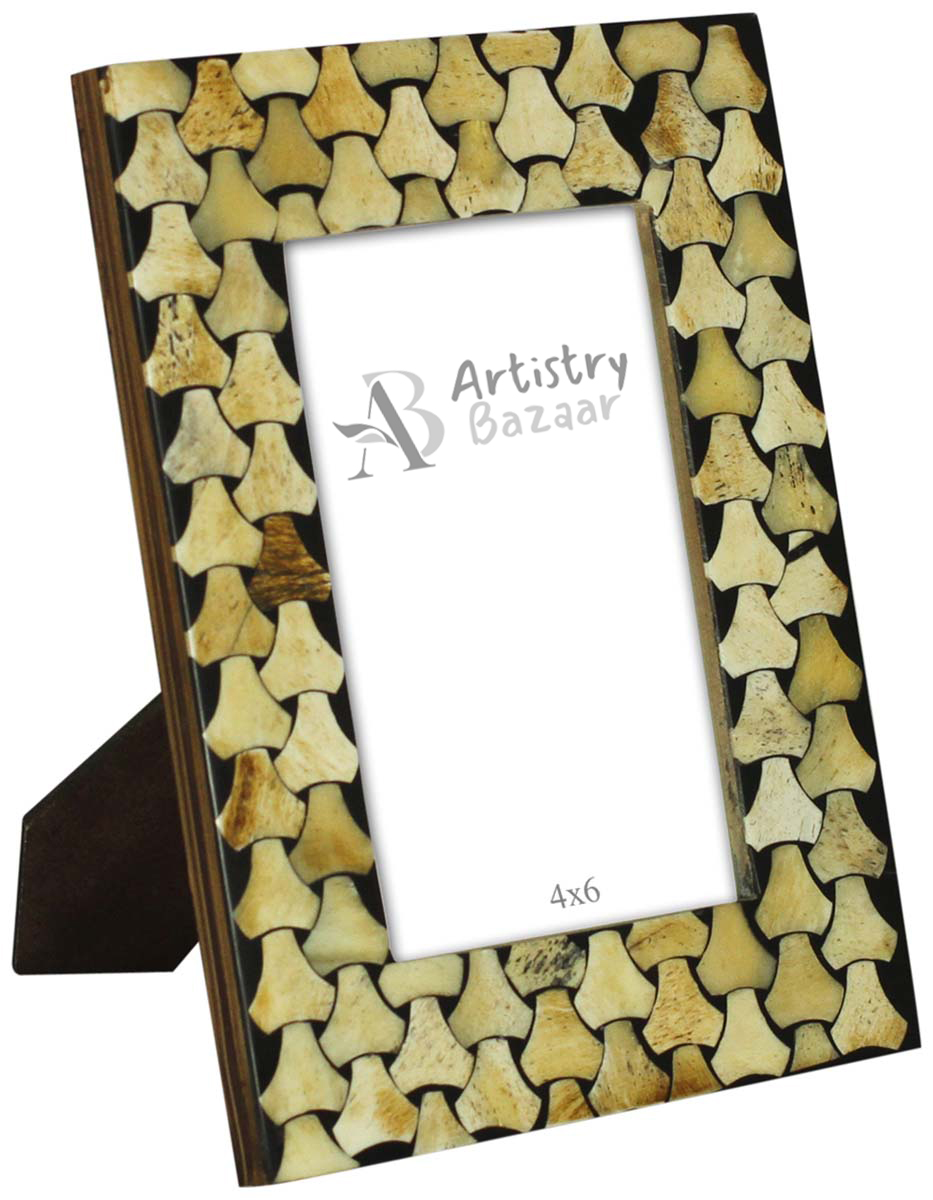 Bulk Buy 4x6 Inches Multi-Colored Picture Frame - Wholesale Handmade Vintage Style Photo Frame in MDF (Compressed-Wood), Resin & Bone Inlay - Home Decor Creative Picture Holders/Photo Frames from India