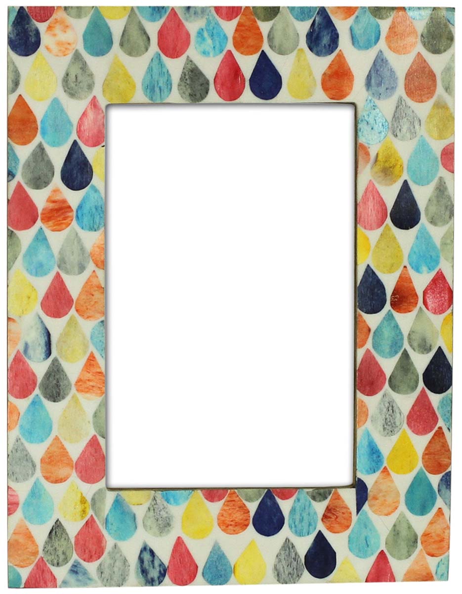 Wholesale Rectangular 4x6 Water Droplets Photo/Picture Frame in Bone & MDF - Bulk Buy Home Decor Photo/Picture Frame from India