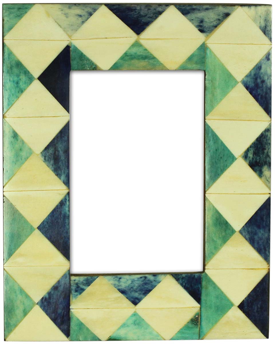 Bulk Buy 3.5x5 Inches Blue & Green Picture Frame - Wholesale Handmade Photo Frame in MDF (Compressed-Wood) & Bone Inlay - Home Decor Creative Picture Holders/Photo Frames from India