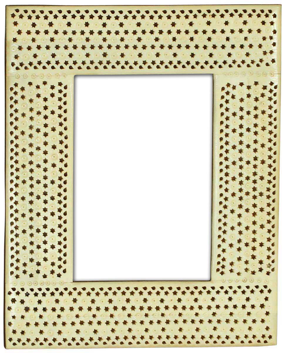 3.5x5 Inches Picture Frame in Bulk - Wholesale Handmade Photo Frame in MDF and Bone Inlay Pattern with Piercing in Star Pattern - Home Decor Picture Frames from India