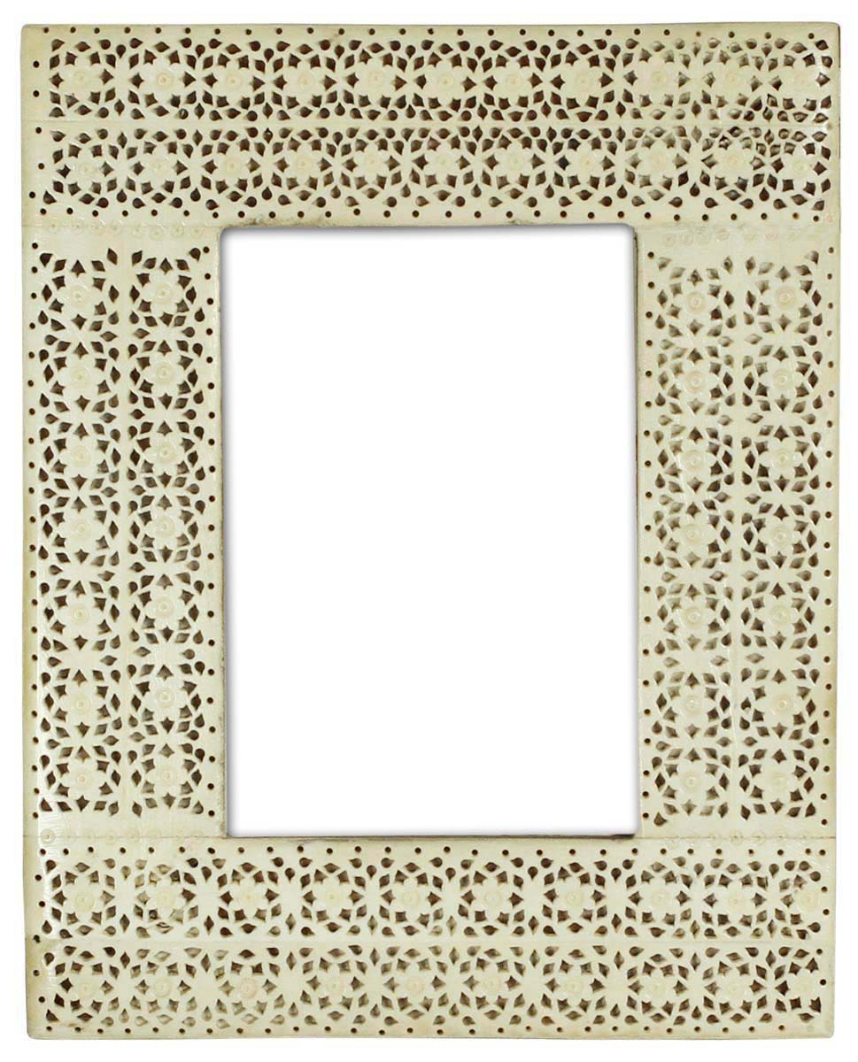3.5x5 Inches Picture Frame in Bulk - Wholesale Handmade Photo Frame in MDF and Bone Inlay Pattern with Piercing in Floral Pattern - Home Decor Picture Frames from India