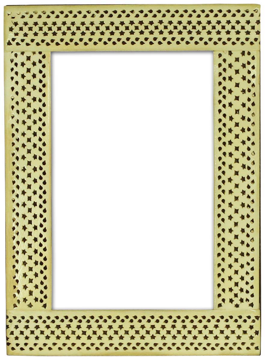 4x6 Inches Picture Frame in Bulk - Wholesale Handmade Photo Frame in MDF and Bone Inlay Pattern with Piercing in Star Pattern - Home Decor Picture Frames from India