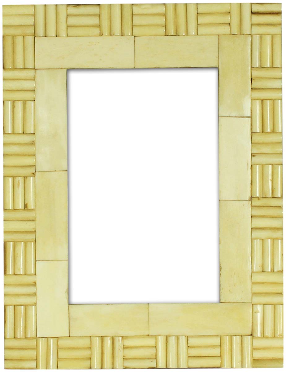 Pale Off-White 4x6 Inches Picture Frame in Bulk - Wholesale Handmade Photo Frame in Natural Bone - Home Decor Picture Frames from India