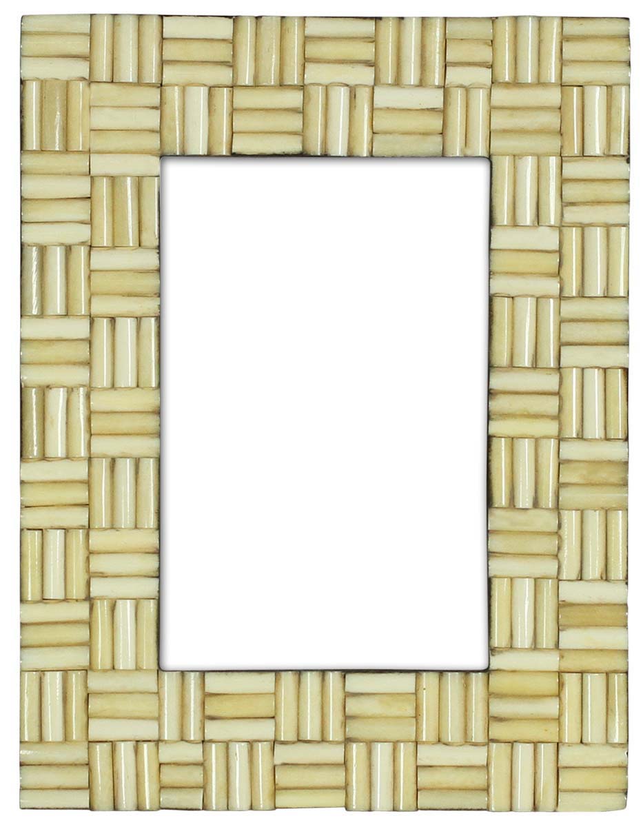 Off-White 4x6 Inches Picture Frame in Bulk - Wholesale Handmade Photo Frame in MDF with Bone Inlay Pattern - Home Decor Picture Frames from India