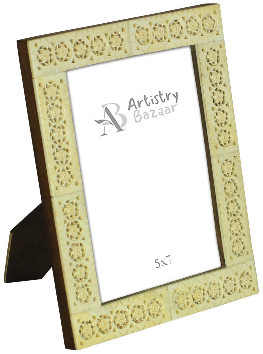 Buy Bulk Wholesale 5x7” Picture/Photo Frame - MDF & Bone Inlay With Carved Floral Pattern Open-Work Art - Home Decor Accessories & Gifts