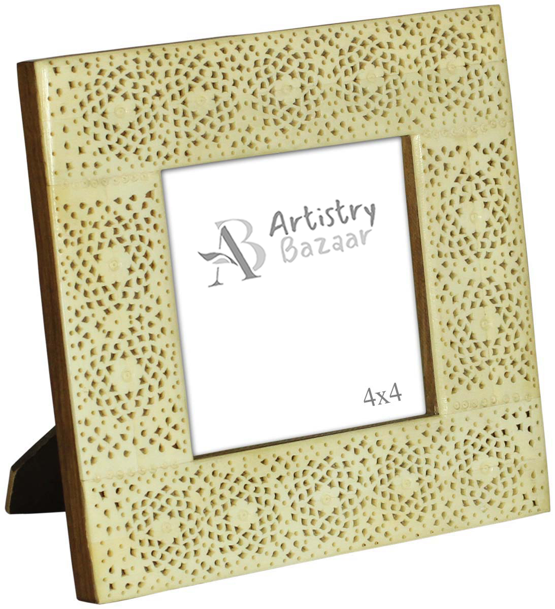 Buy Bulk Wholesale 4x4” Picture/Photo Frame - MDF & Bone Inlay With Carved Floral Pattern Open-Work Art - Home Decor Accessories & Gifts