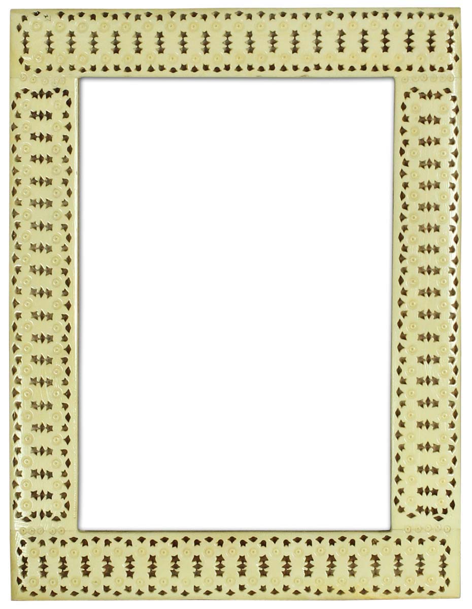 Off-White 5x7” Photo Picture Frame in Wholesale - Bulk Buy Handmade MDF and Bone Inlay Photo Frame with Bone Piercing - Home Decor Picture Frames/Accessories from India