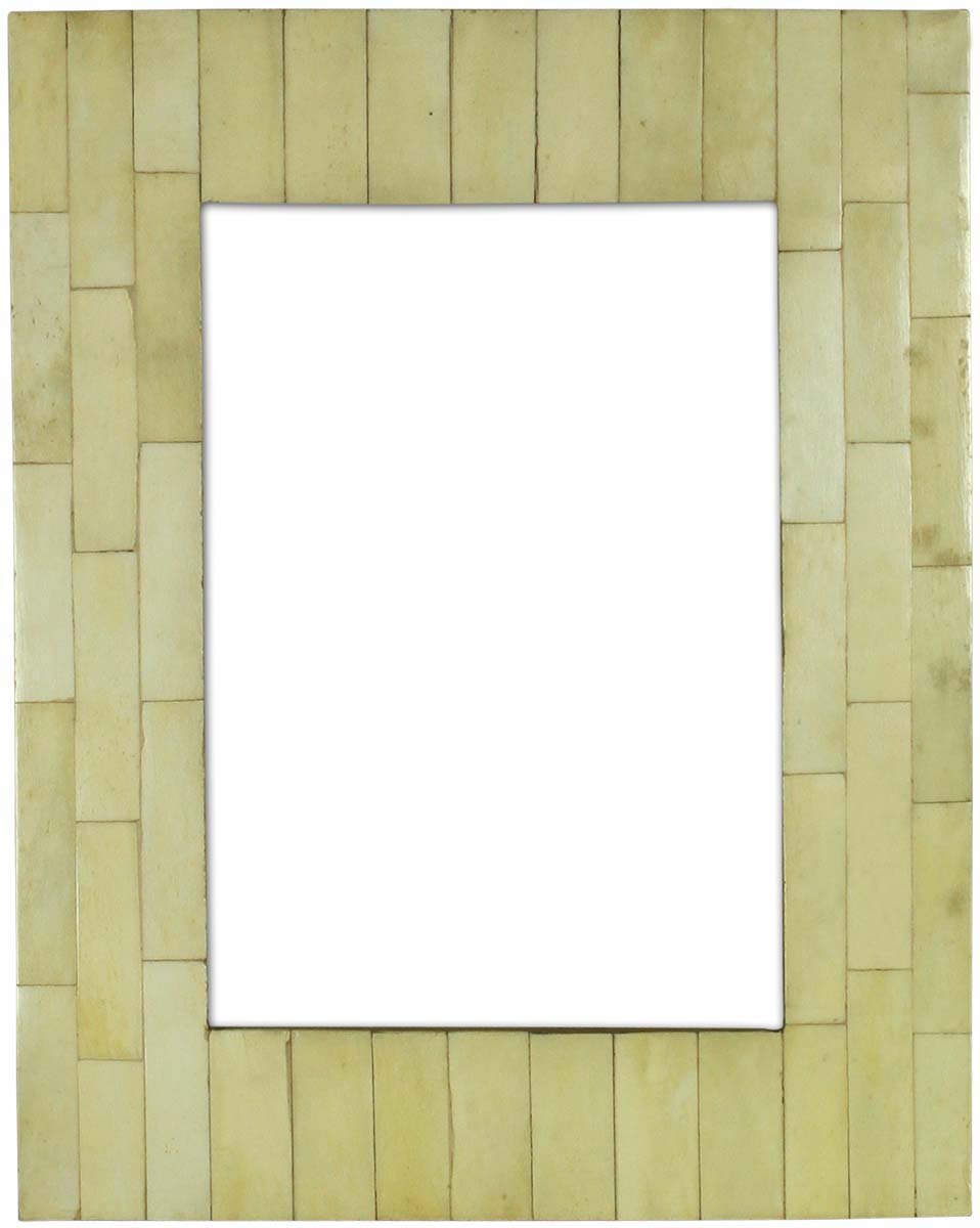 Wholesale 5x7” Off-White Picture Frame in Bulk - Wholesale Handmade Tiled Photo Frame in MDF and Bone Inlay - Organic Home Decor Picture Frames/Accessories from India