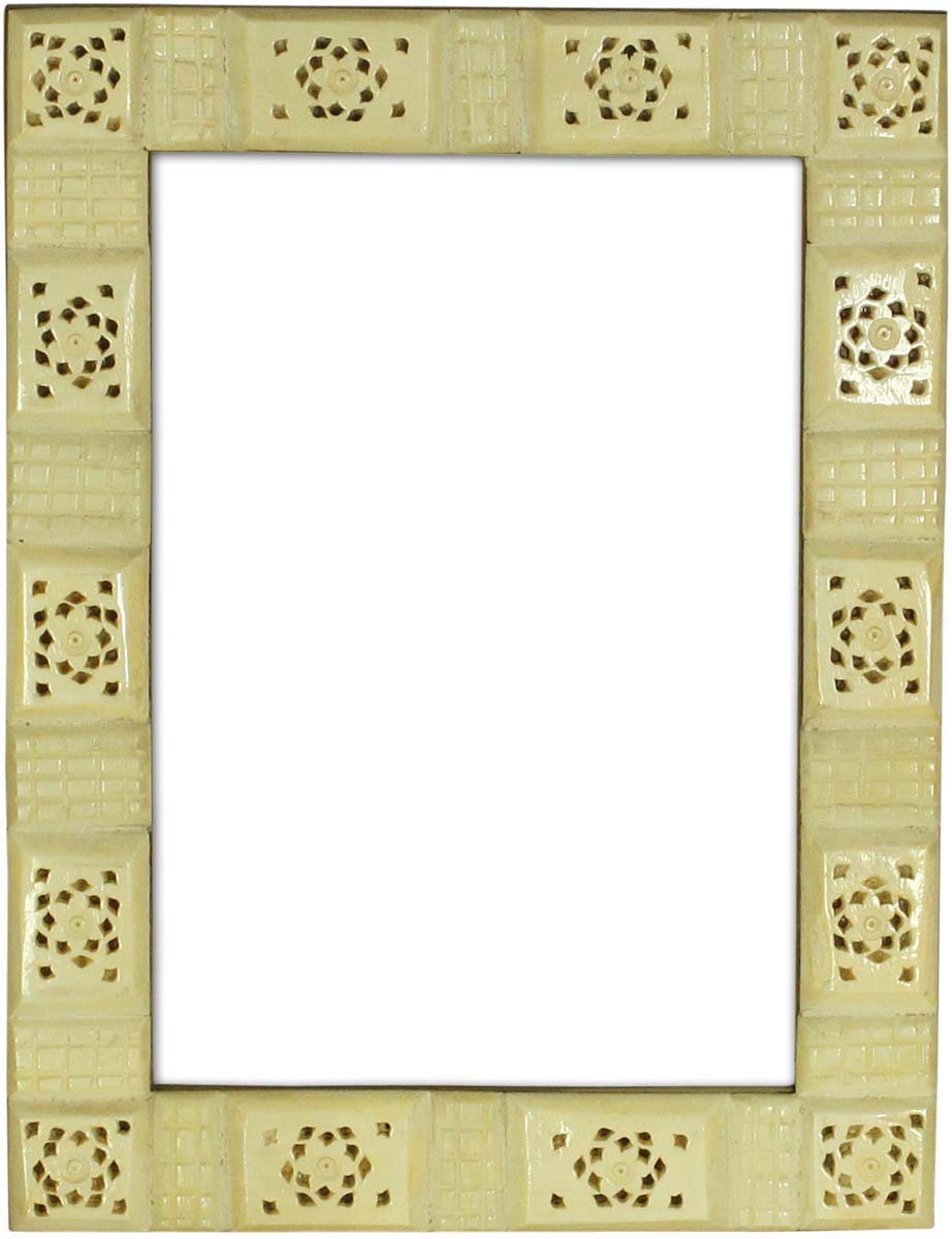 Bulk Buy 5x7” Off-White Picture Frame in Wholesale - Handmade Tiled Pierced Photo Frame in MDF and Bone Inlay - Home Decor Picture Frames/Accessories from India