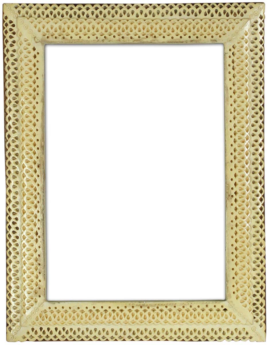 Bulk Buy Handmade 5x7” Off-White Picture Frame in Wholesale - Handmade Tiled MDF and Bone Inlay Photo Frame with Bone Piercing in Spirals Pattern - Home Decor Picture Frames/Accessories from India