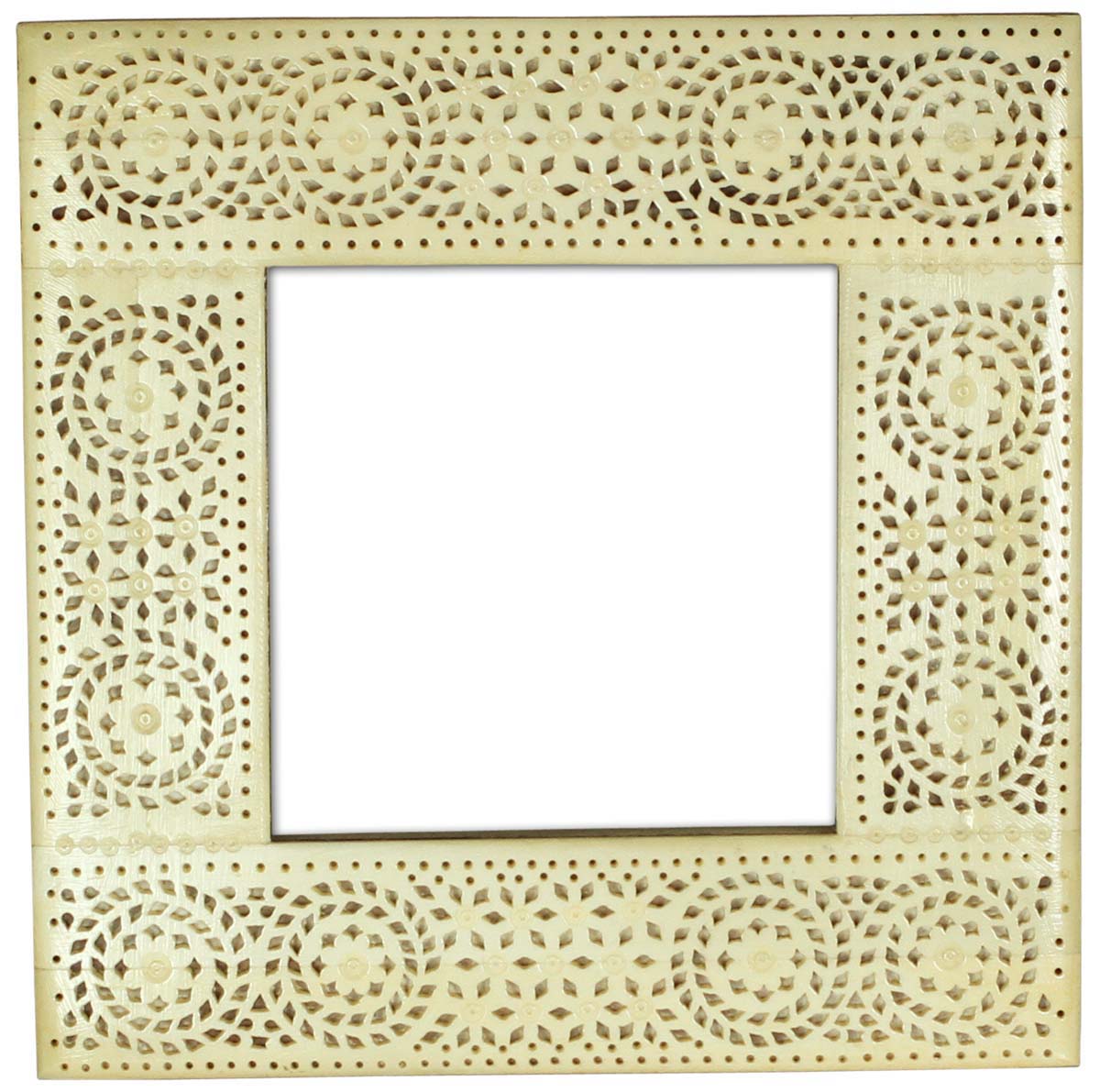 Wholesale 4x4 Inches Picture Frame in Bulk - Source Handmade Photo Frame in MDF and Bone Inlay Pattern with Piercing of Floral Motifs - Home Decor Picture Frames from India