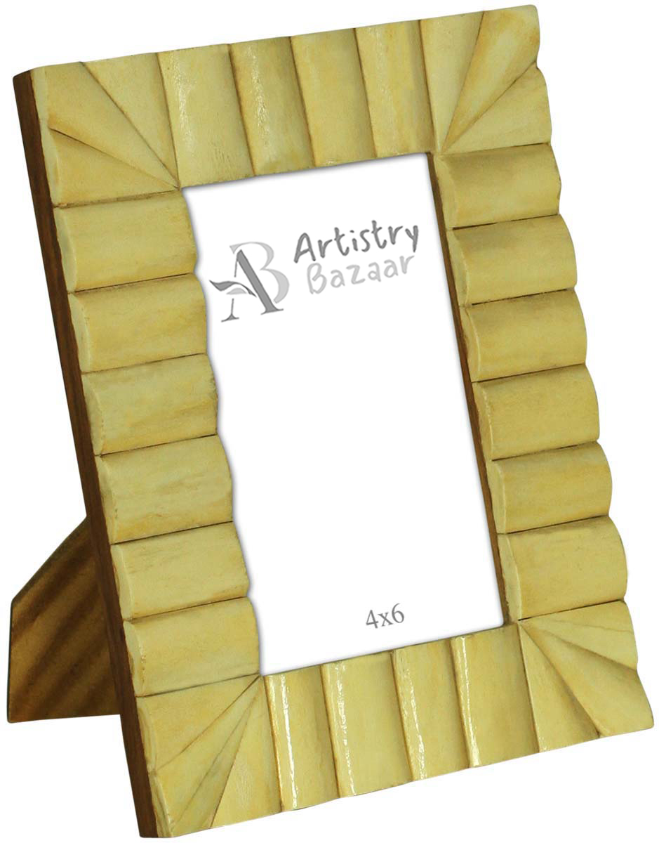 Wholesale 4x6” Picture Frame in Bulk - Source Handmade Photo Frame in MDF and Natural Bone with Bone Inlay Pattern - Home Decor Picture Frames from India