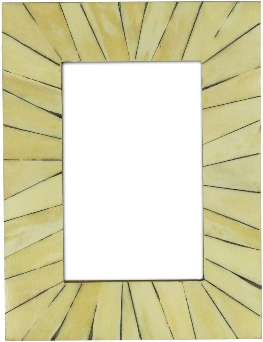 Wholesale Off-White 4x6” Mosaic Picture Frame in Bulk - Wholesale Handmade Tiled Photo Frame in MDF and Bone Inlay - Organic Home Decor Picture Frames/Accessories from India
