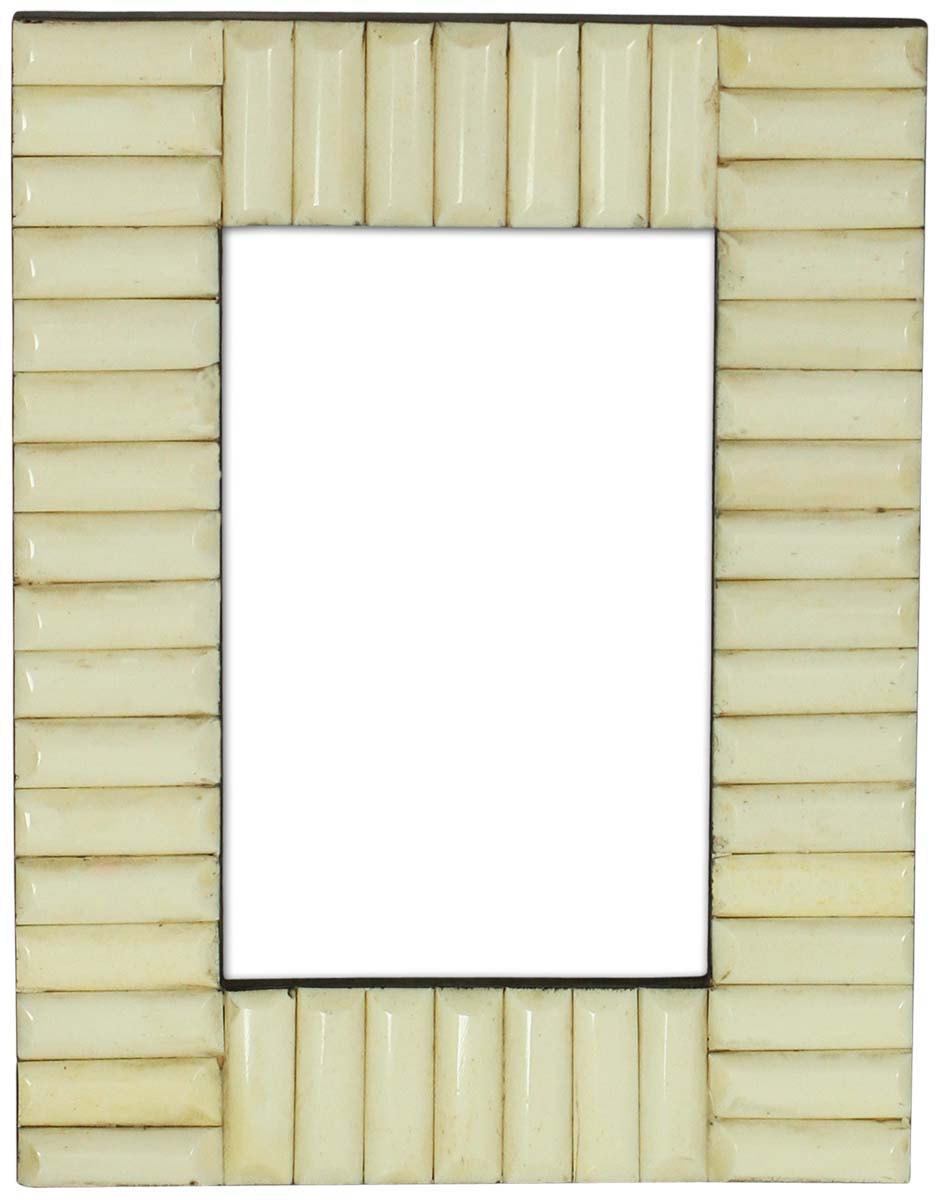 Wholesale Off-White 4x6” Tiled Picture Frame in Bulk - Wholesale Handmade Tiled Photo Frame in MDF and Bone Inlay - Organic Home Decor Picture Frames/Accessories from India