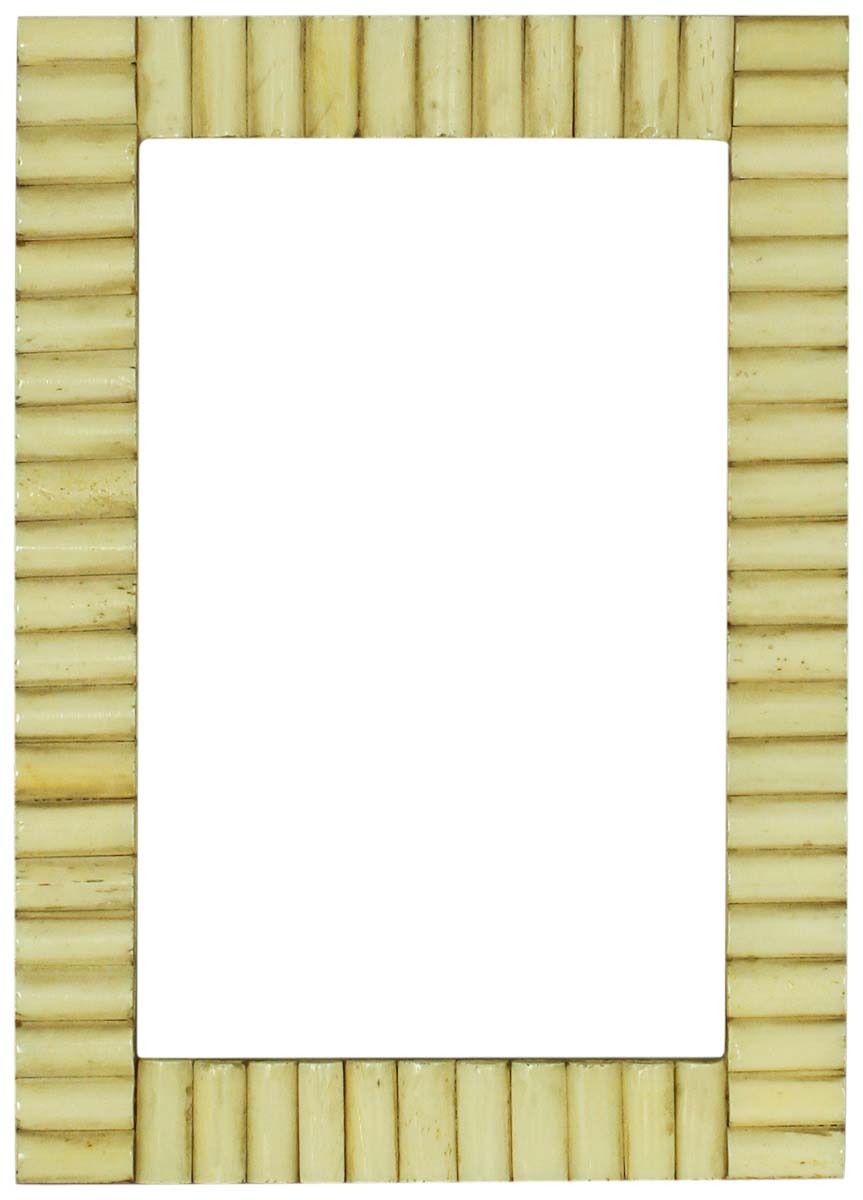 Wholesale Off-White 4x6” Tile Pattern Picture Frame in Bulk - Wholesale Handmade Tiled Photo Frame in MDF and Bone Inlay - Organic Home Decor Picture Frames/Accessories from India