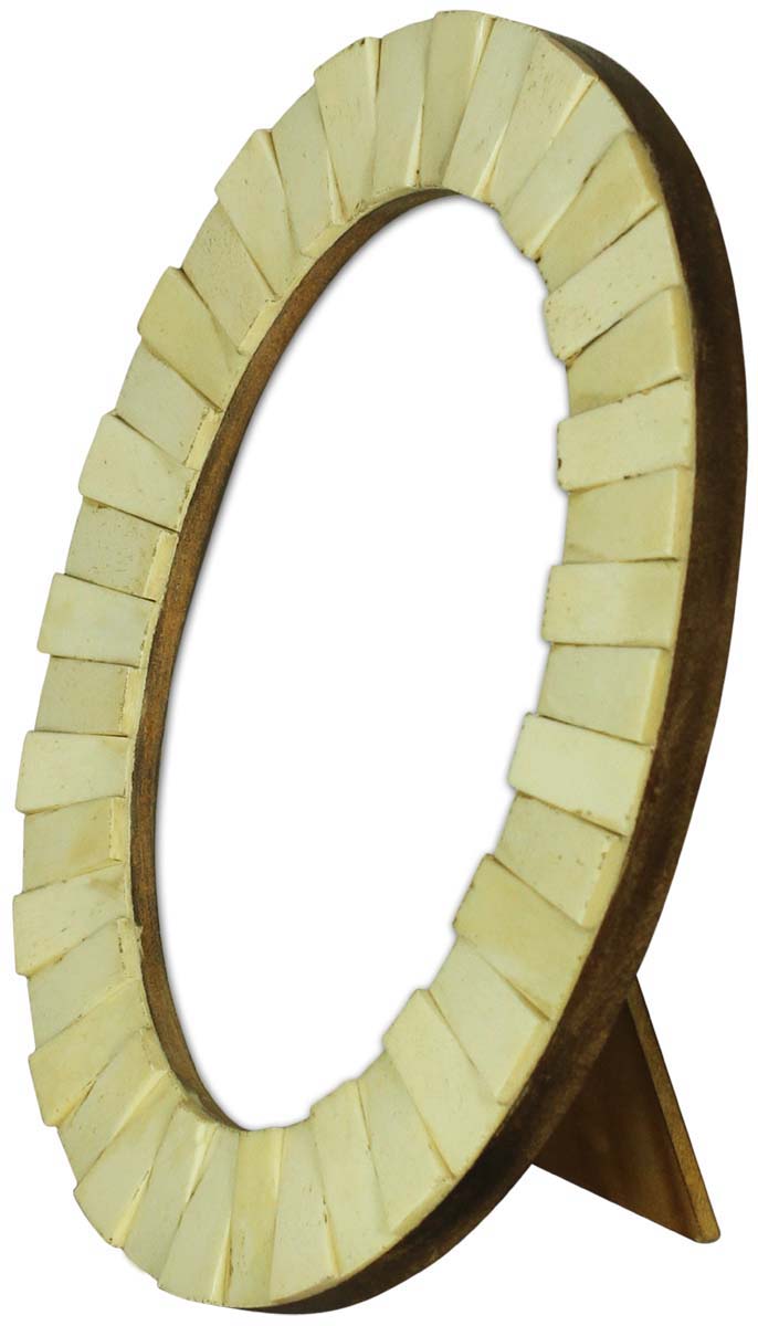 Wholesale Off-White 5x7 Inches Picture Frame in Bulk - Handcrafted Oval Shaped Photo Frame in MDF & Bone Inlay - Home Decor Picture Frames from India