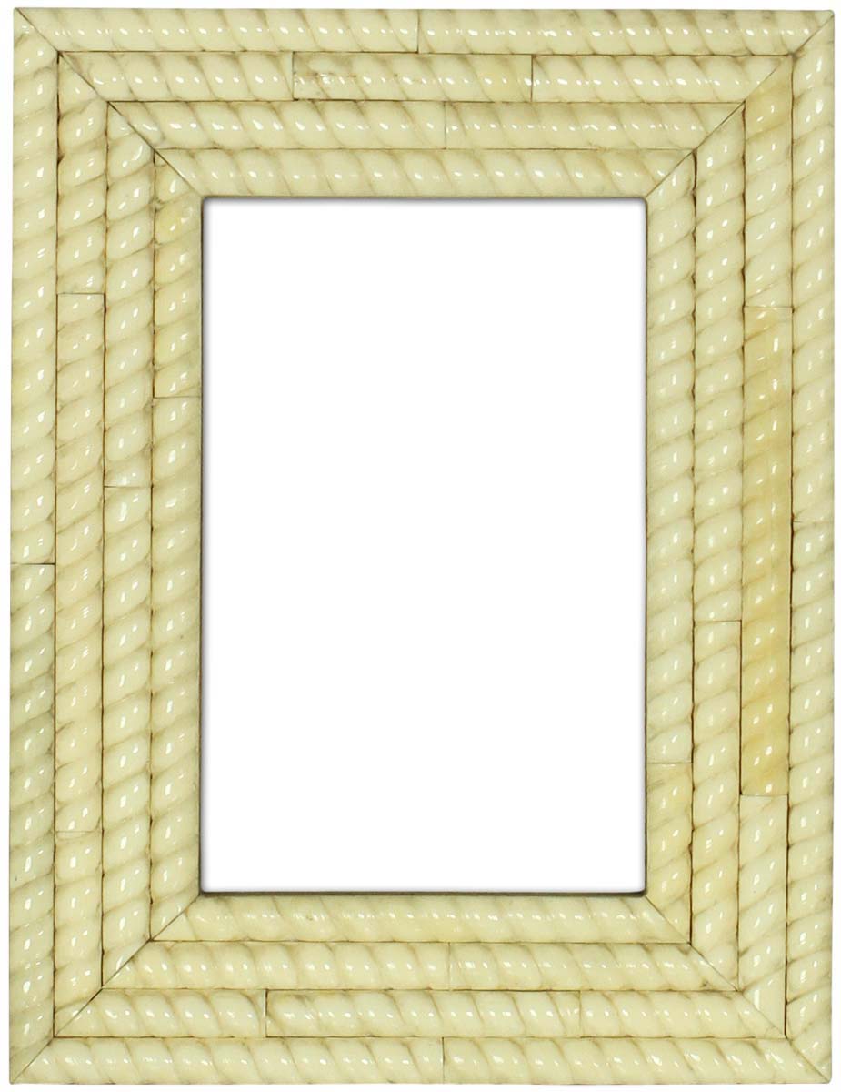 Source Handmade Pale White 4x6 Inches Picture Frame in Bulk - Source Handcrafted Photo Frame in MDF & Bone Inlay with Beads’ Design - Home Decor Picture Frames from India