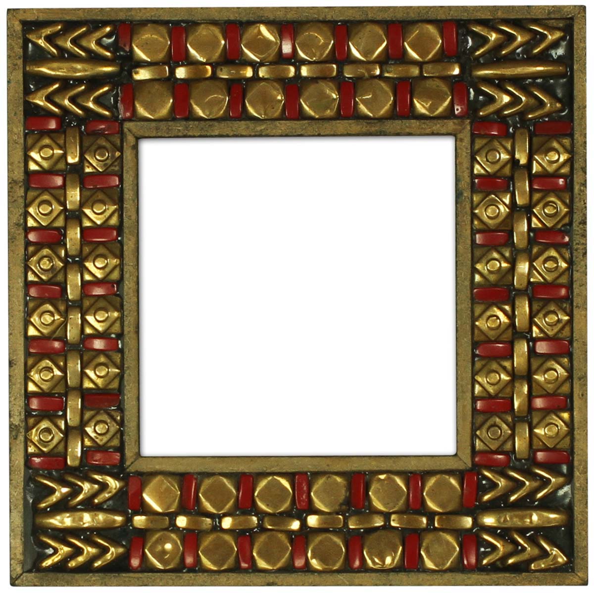 Wholesale Red and Golden 5x5 Inches Picture Frame in Bulk - Source Handmade Photo Frame in Wood & Brass Work - Home Decor Picture Frames from India