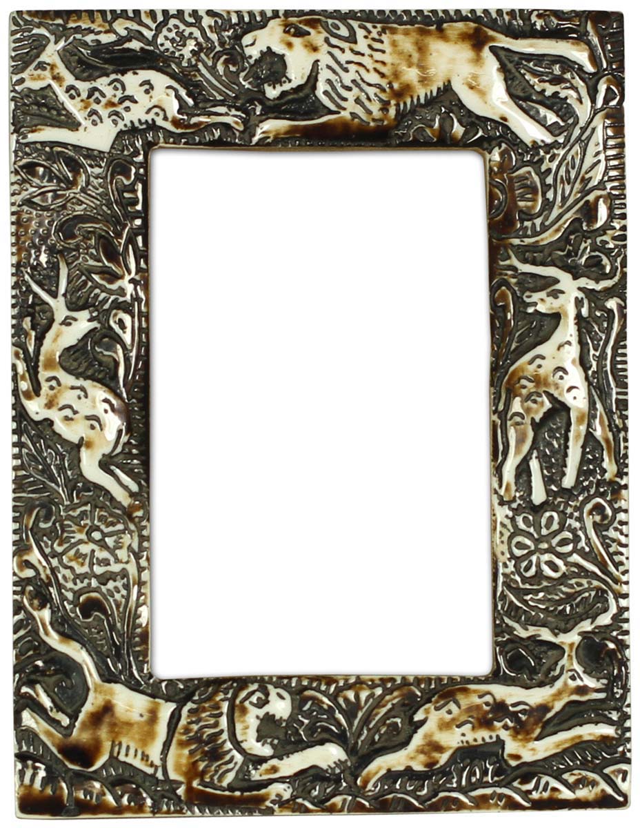 Black & Off-White 4x6” Photo Picture Frame in Wholesale - Bulk Source Handmade MDF & Resin Photo Frame with Jungle Scene - Home Decor Picture Frames/Accessories from India