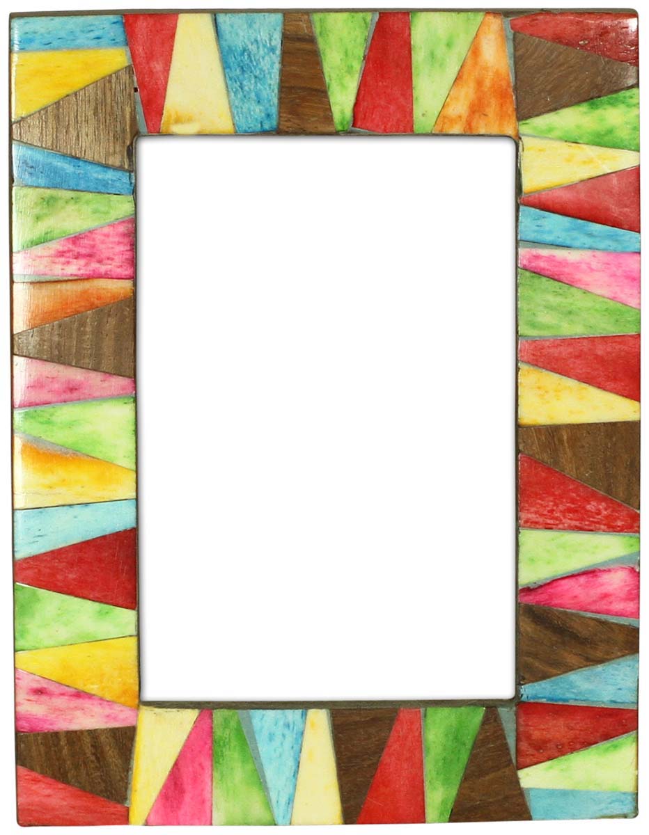 Bulk Buy 3.5x5 Inches Multicolored Picture Frame - Wholesale Handmade Photo Frame in MDF & Natural Bone - Home Decor Creative Picture Holders/Photo Frames from India
