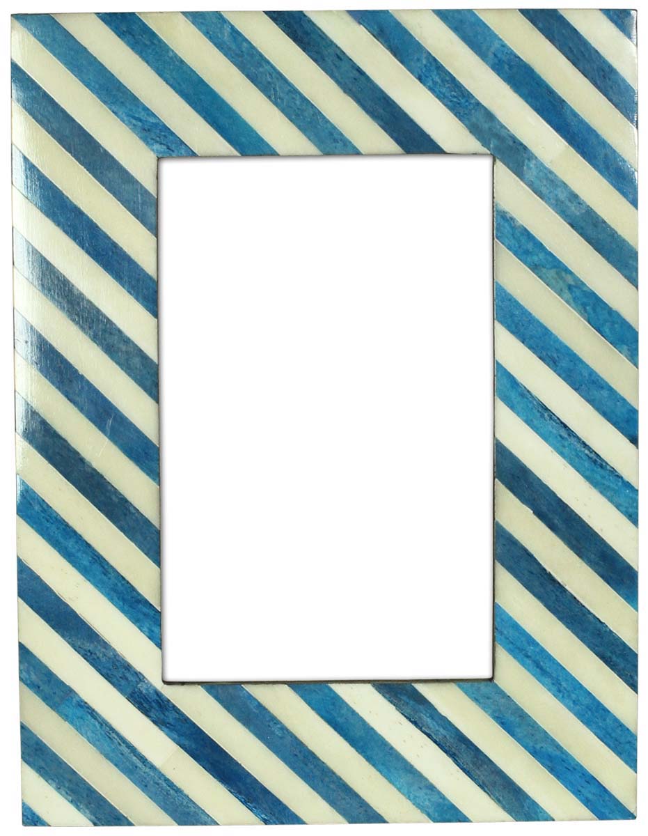 Bulk Buy 4x6 Inches Picture Frame in Pastel White and Blue Color - Wholesale Handmade Distressed-Look Photo Frame in MDF & Bone Inlay - Home Decor Picture Frames from India