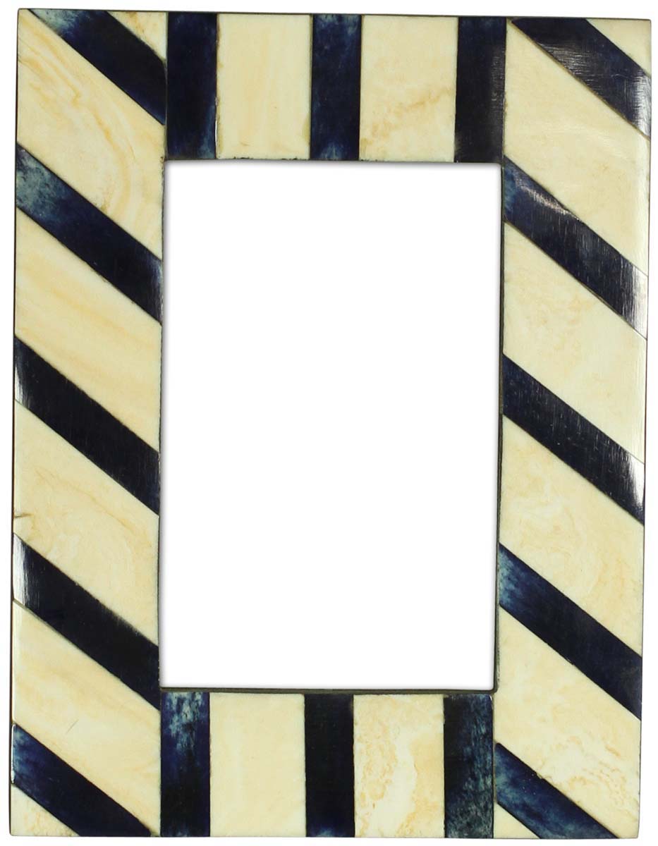 Wholesale 4x6 Inches Picture Frame in Off-White and Black Color - Bulk Source Handmade Distressed-Look Photo Frame in MDF & Bone Inlay - Home Decor Picture Frames from India