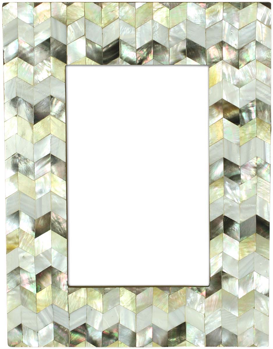 Wholesale Chevron 4x6 Photo/Picture Frame in Wood & Mother of Pearl - Bulk Buy Black, Golden and Off-White Color Photo Frame - Home Decor Picture Frame from India