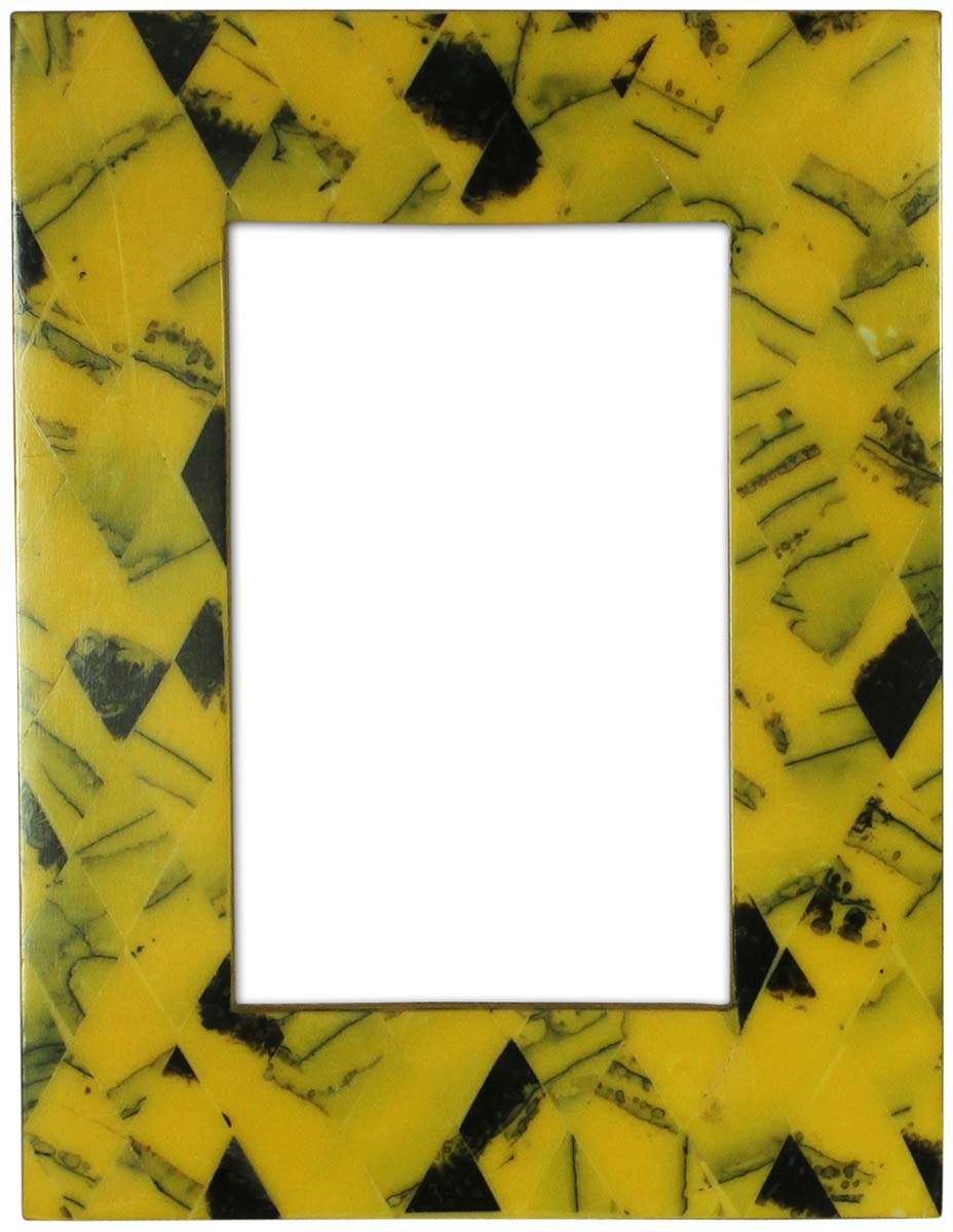 Source 4 x 6” Handcrafted Picture Frame In Bulk - Bone & MDF Photo Frame - Black and Yellow Mosaic Pattern Picture Frame - Wholesale Home Decor Accessories & Gift Ideas