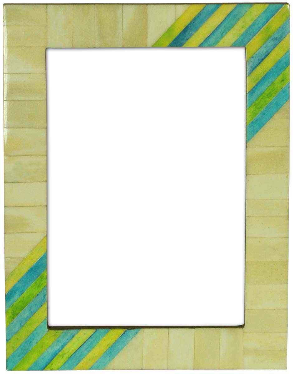 Source Handmade Aqua Green, Blue & Off-White 4x6 Inches Picture Frame in Bulk - Source Handcrafted Photo Frame in MDF & Natural Bone Inlay with Bamboo Work - Home Decor Picture Frames from India
