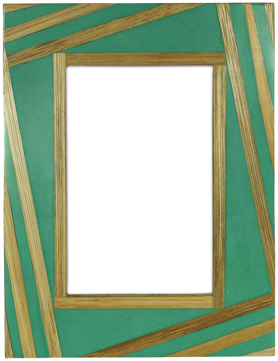 Source Handmade Aqua Green 4x6 Inches Picture Frame in Bulk - Source Handcrafted Photo Frame in MDF & Natural Bone Inlay with Bamboo Work - Home Decor Picture Frames from India