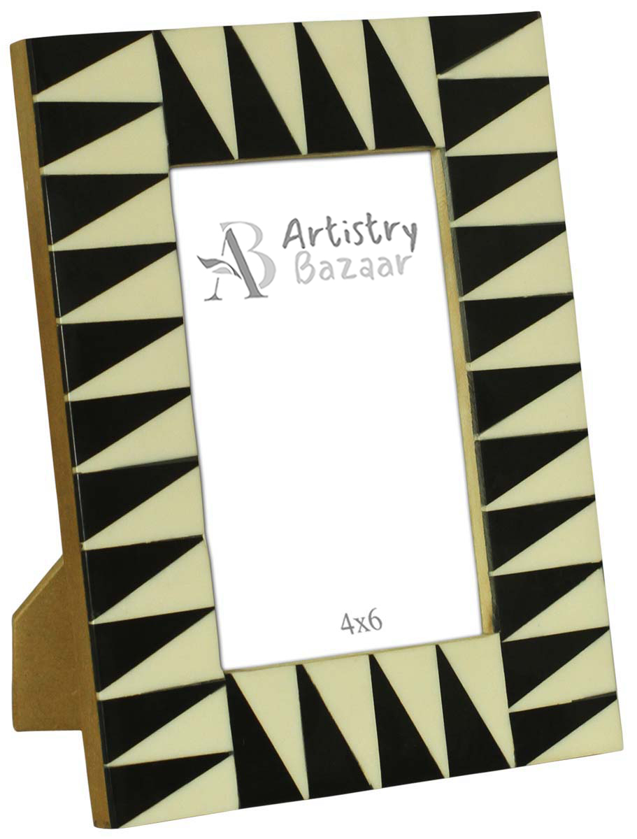 Source Handmade Monochrome 4x6 Inches Picture Frame in Bulk - Source Handcrafted Photo Frame in MDF & Resin - Home Decor Picture Frames from India