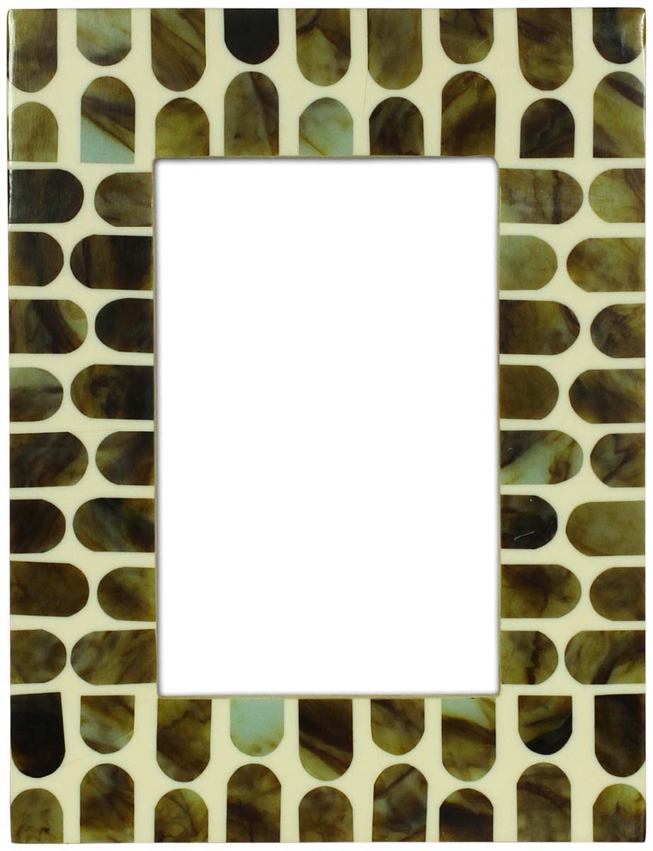 Source Handmade Off-White & Stone Green 4x6 Inches Picture Frame in Bulk - Source Handcrafted Photo Frame in MDF & Natural Bone Inlay - Home Decor Picture Frames from India
