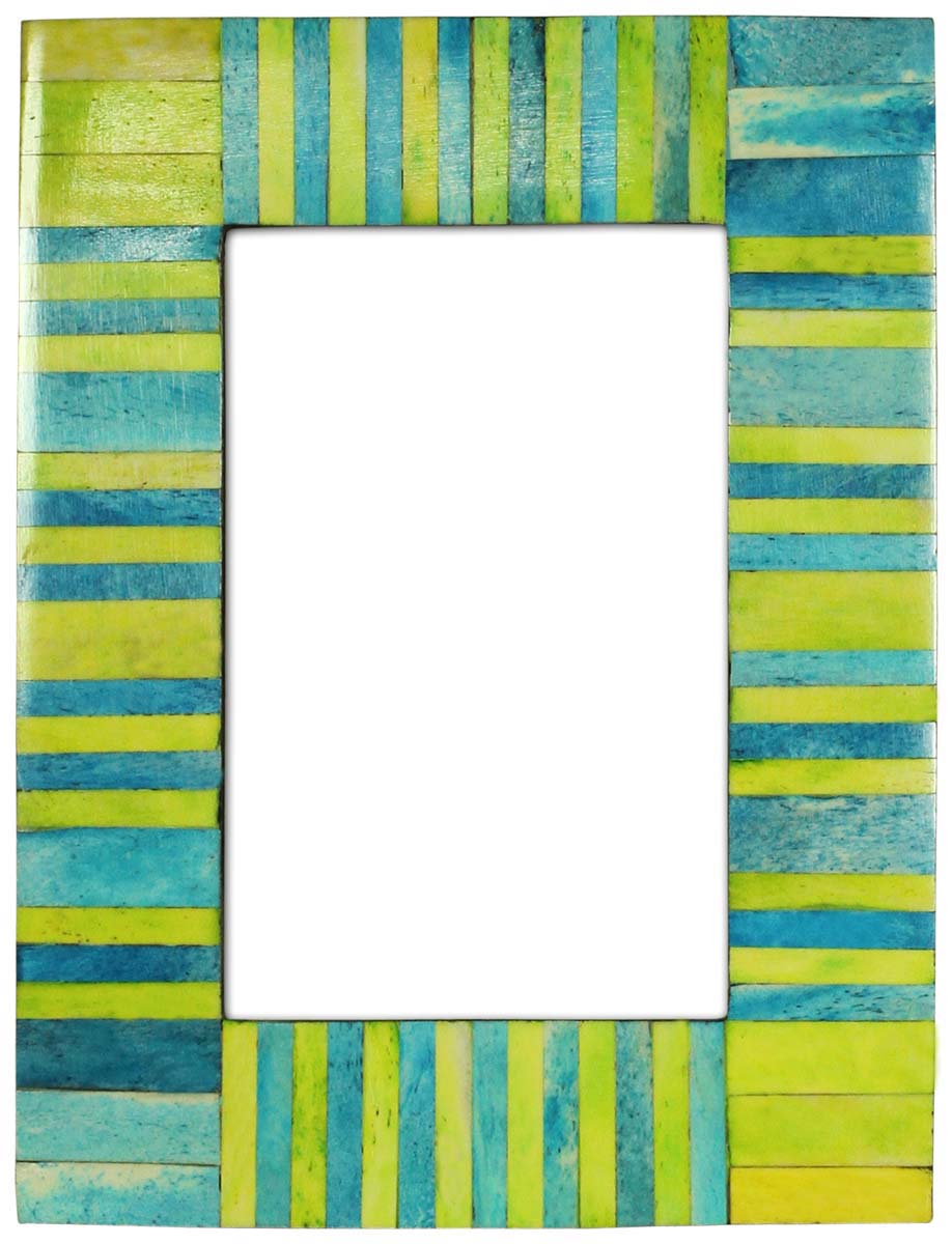 Wholesale 4x6 Inches Picture Frame in Blue & Green Color - Bulk Source Handmade Photo Frame in MDF & Natural Bone Inlay with Tiled Pattern - Home Decor Picture Frames from India