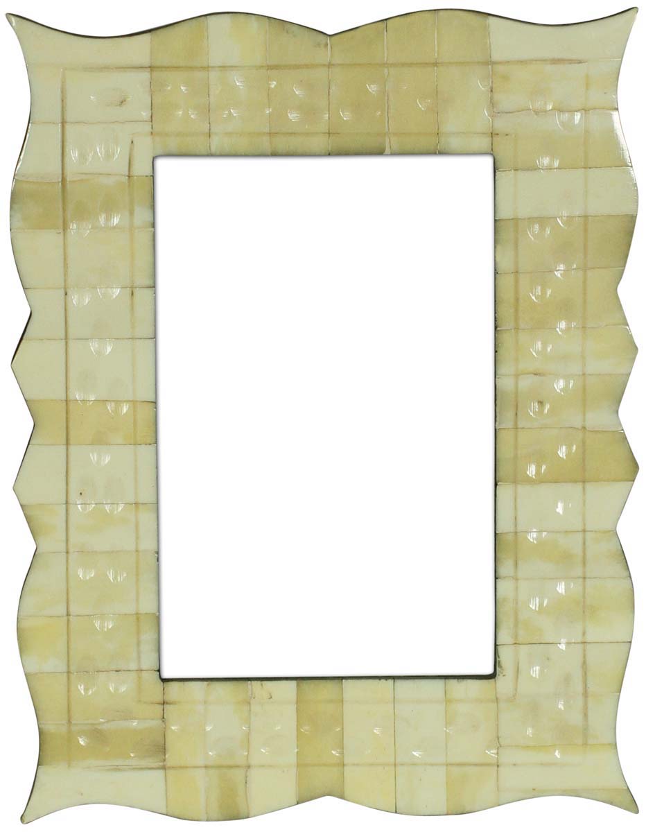 Bulk Buy 4x6 Inches Picture Frame in Off-White with Scalloped Edges - Wholesale Handmade Photo Frame in MDF & Bone - Home Decor Picture Frames from India