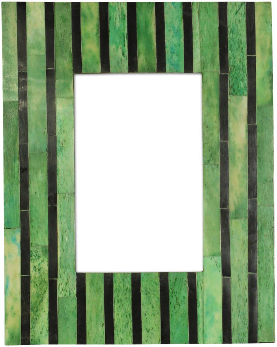 Bulk Buy 4x6 Inches Green Picture Frame with Black Stripes - Wholesale Handmade Photo Frame in MDF & Bone - Home Decor Picture Frames from India