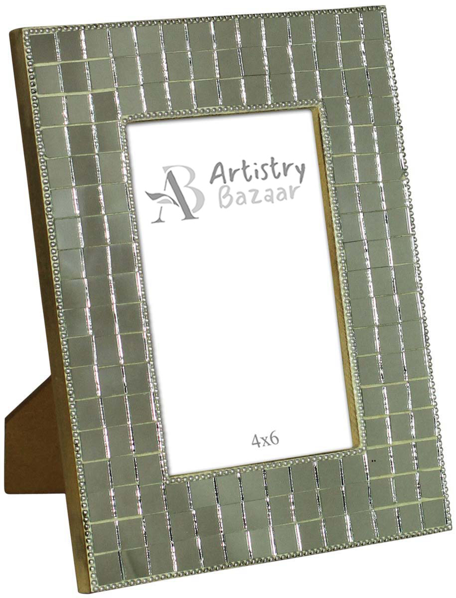 Wholesale 4x6 Inches Picture Frame with Mirror Work on the Borders - Bulk Source Handmade Photo Frame in MDF - Home Decor Picture Frames from India