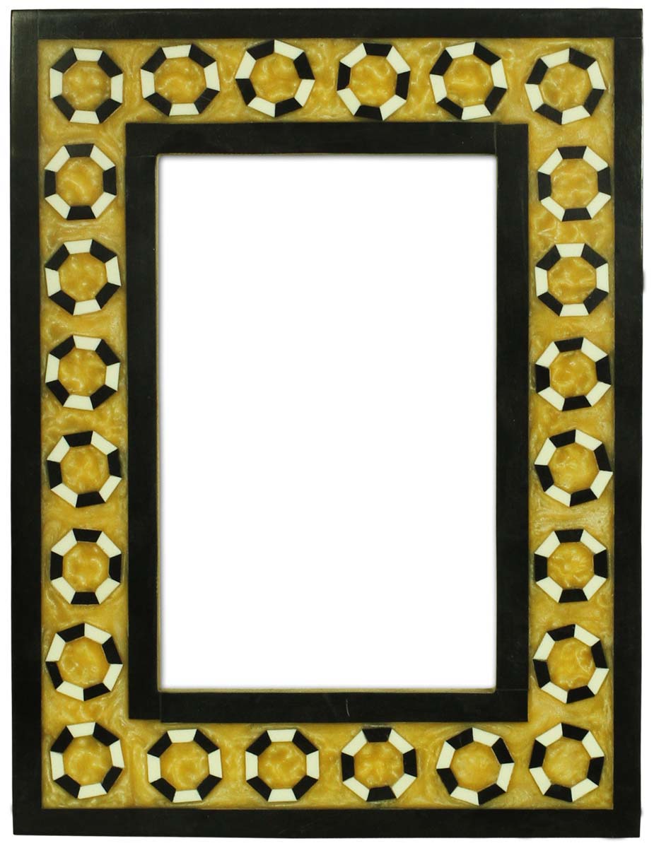 Bulk Buy 4x6 Inches Picture Frame in Black & Mustard - Wholesale Handmade Photo Frame in MDF & Resin - Home Decor Picture Frames from India
