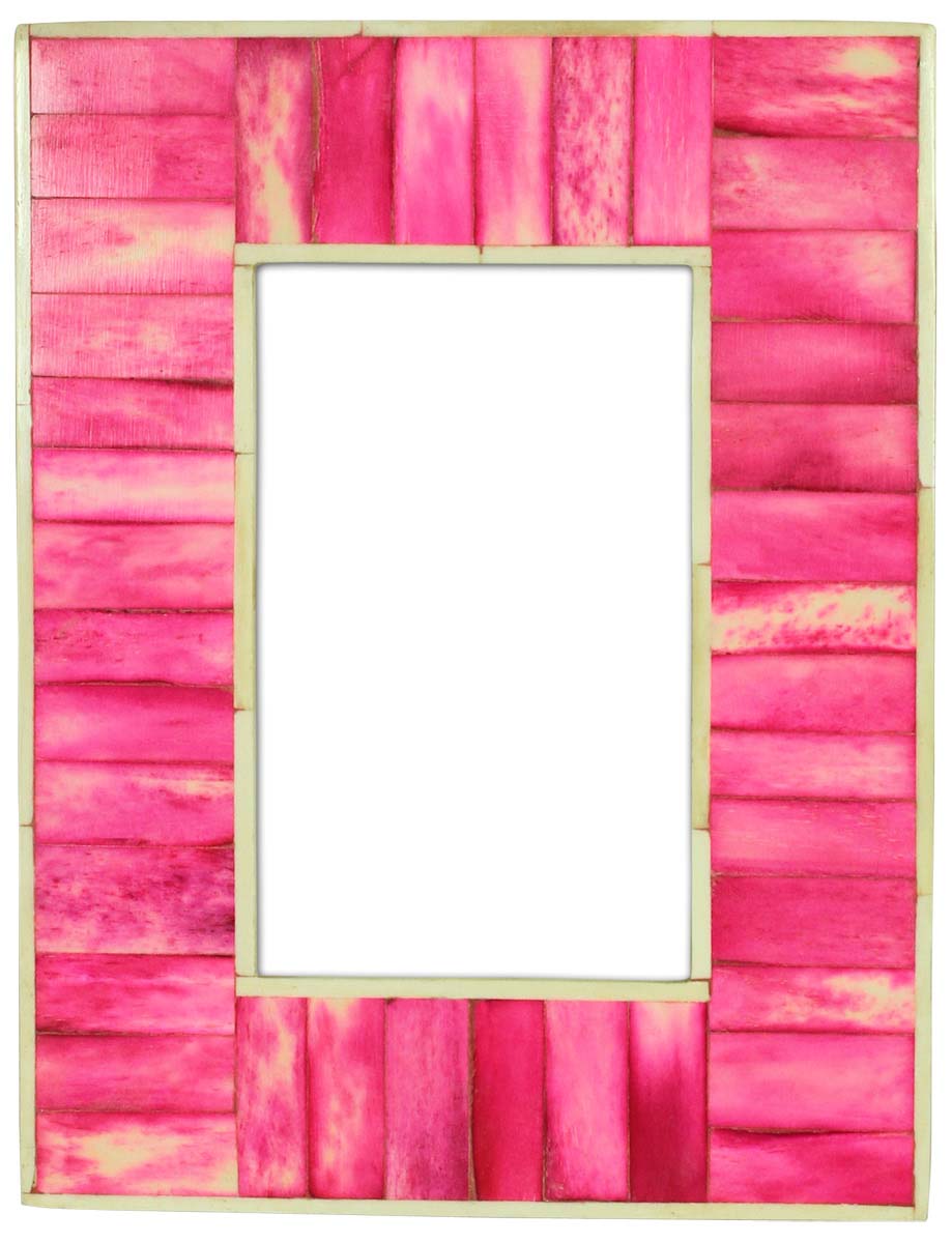 Wholesale 4x6 Inches Picture Frame in Pink Color - Bulk Source Handmade Photo Frame in MDF & Natural Bone Inlay - Home Decor Picture Frames from India