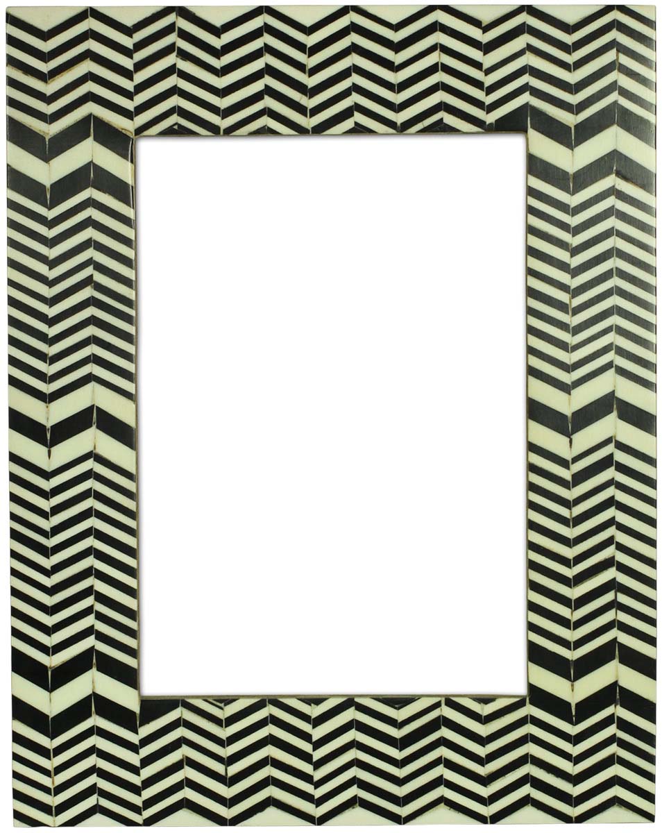 5 x 7” Handmade Chevron Pattern Picture Frame In Bulk - Black & White Colored Photo Frame - Resin & MDF - Wholesale Home Decor Accessories & Gift Ideas
