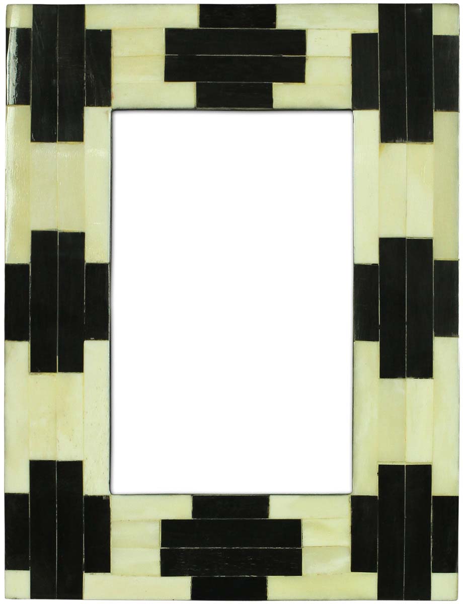 Wholesale 4x6 Inches Picture Frame - Bulk Source Handmade Black Cross Motifs Photo Frame in MDF & Natural Bone Inlay - Home Decor Picture Frames from India