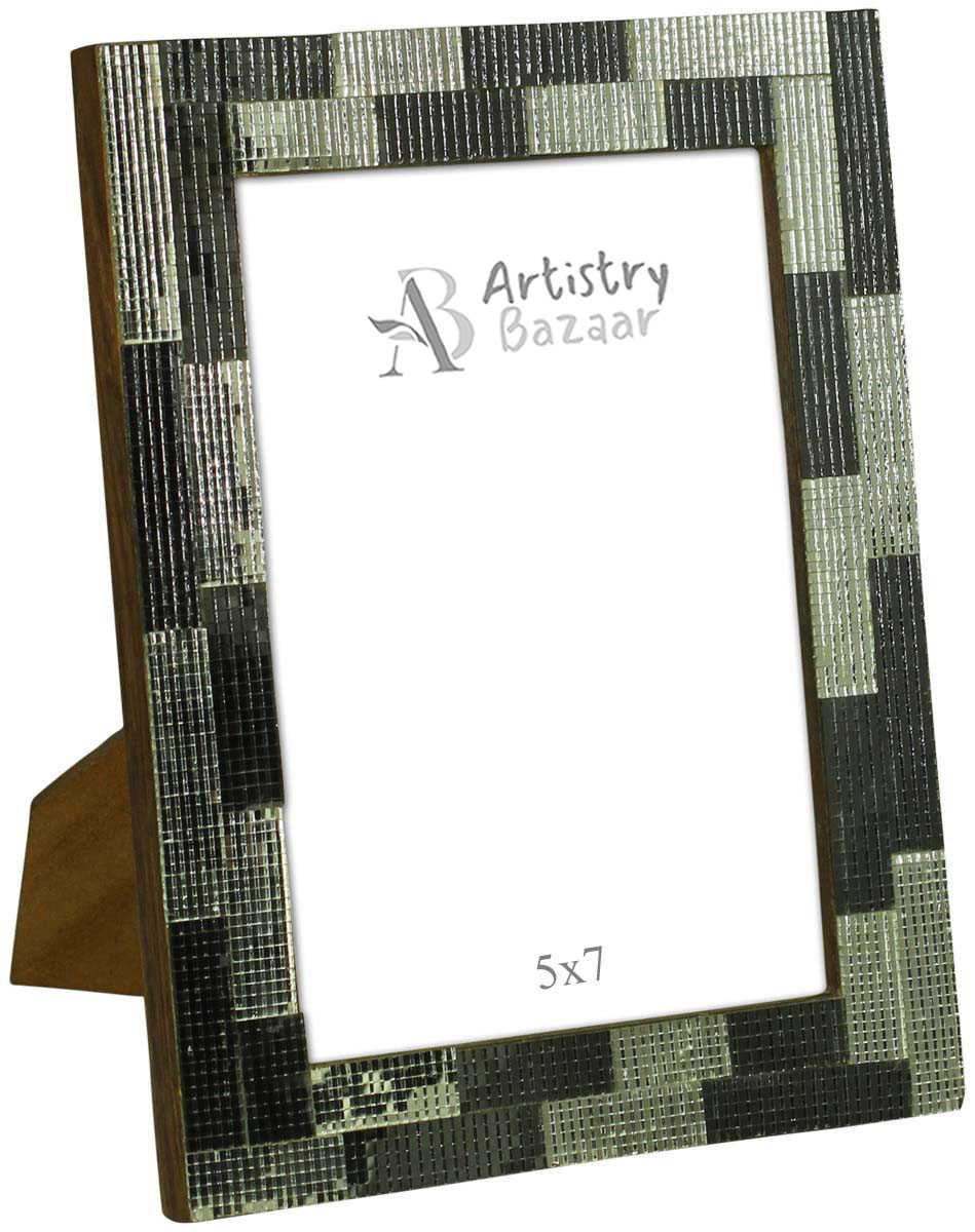 Wholesale 5x7 Inches Picture Frame with Mirror Work on the Borders - Bulk Source Handmade Photo Frame in MDF - Home Decor Picture Frames from India
