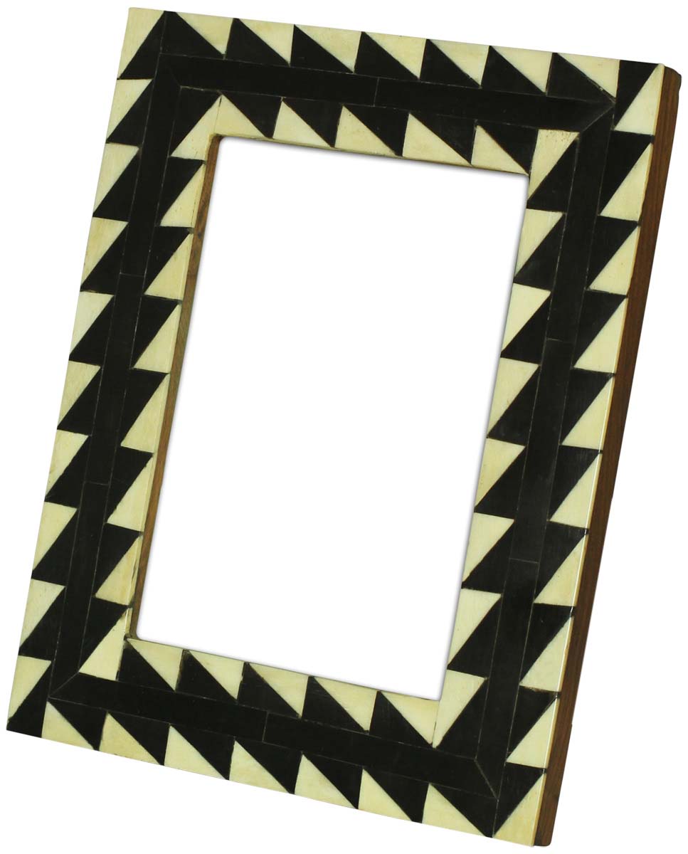 Wholesale Rectangular 4x6 Photo/Picture Frame in MDF & Bone - Bulk Buy Handmade Black & White Symmetric Abstract Pattern Photo Frame - Home Decor Picture Frame from India
