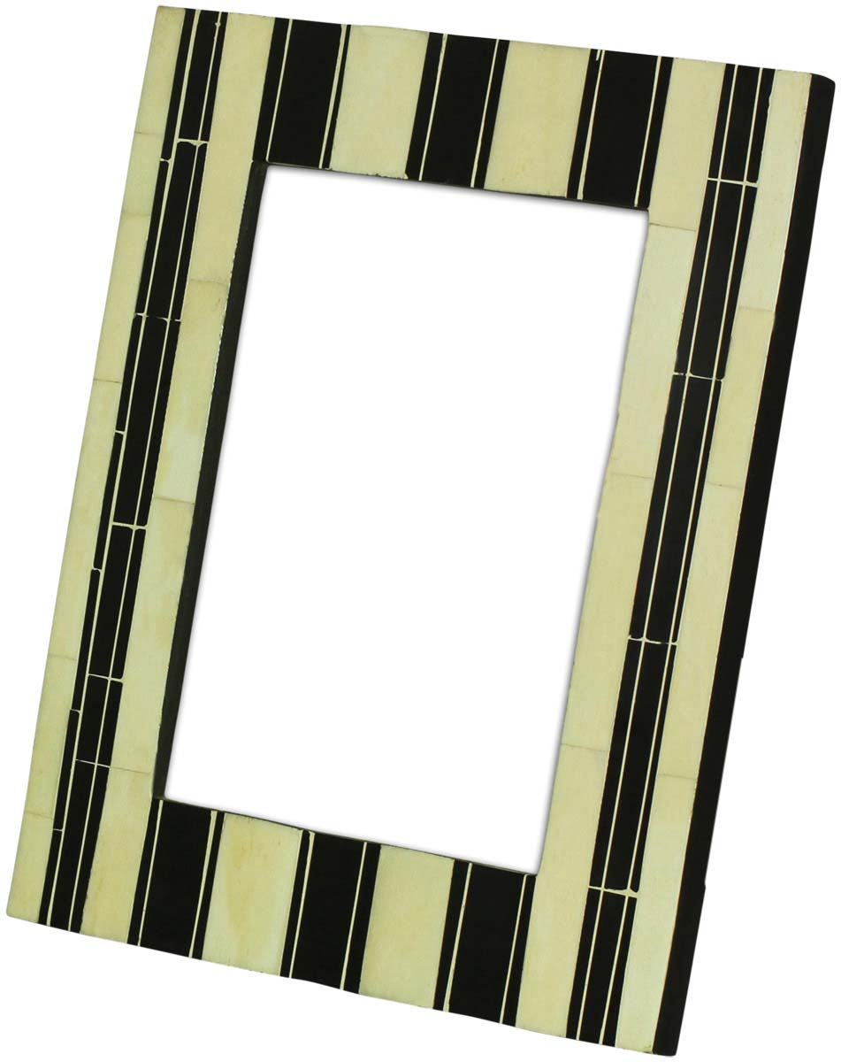 5x7 Inch Black & White Striped Pattern Picture Frame in Bulk - Wholesale Handmade Shaped Photo Frame in Mdf & Bone - Home Decor Picture Frames from India