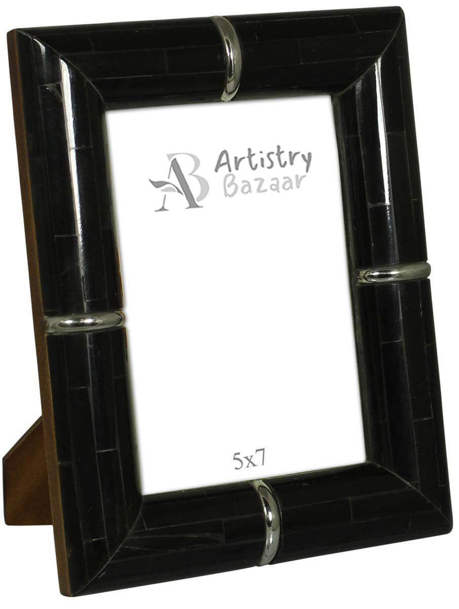 Bulk Source 5x7” Handmade Black Photo/Picture Frame - Bone & MDF - Wholesale Home Decor Accessories & Gift Ideas